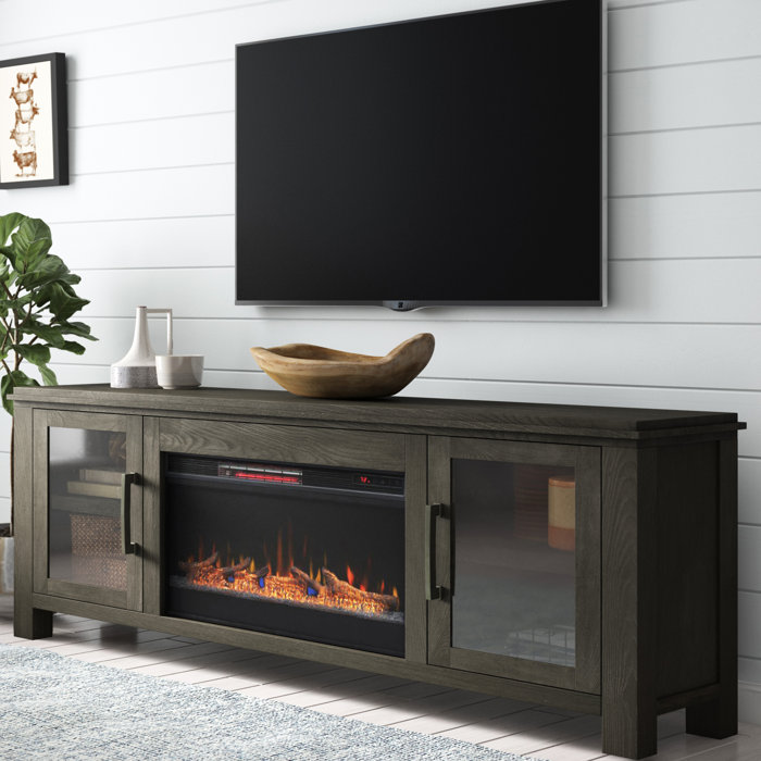 Gracie Oaks Cloyne TV Stand for TVs up to 88" with Fireplace Included